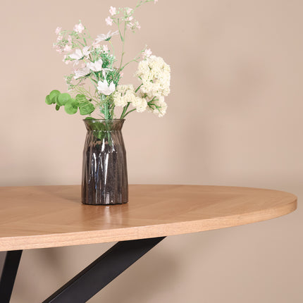 Eettafel visgraat Obie ovaal 160cm bruin MDF