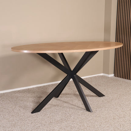 Eettafel visgraat Obie ovaal 160cm bruin MDF