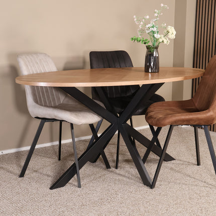 Eettafel visgraat Obie ovaal 160cm bruin MDF