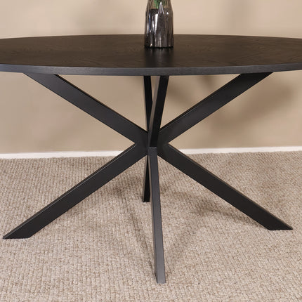 Eettafel visgraat Obie ovaal 160cm zwart MDF