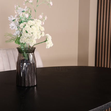 Eettafel visgraat Obie ovaal 160cm zwart MDF