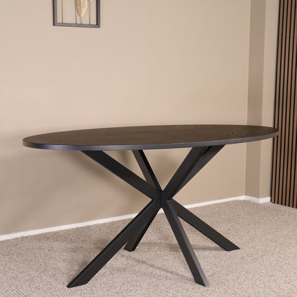 Eettafel visgraat Obie ovaal 160cm zwart MDF