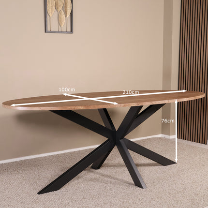 Eettafel Rato ovaal 210cm bruin MDF