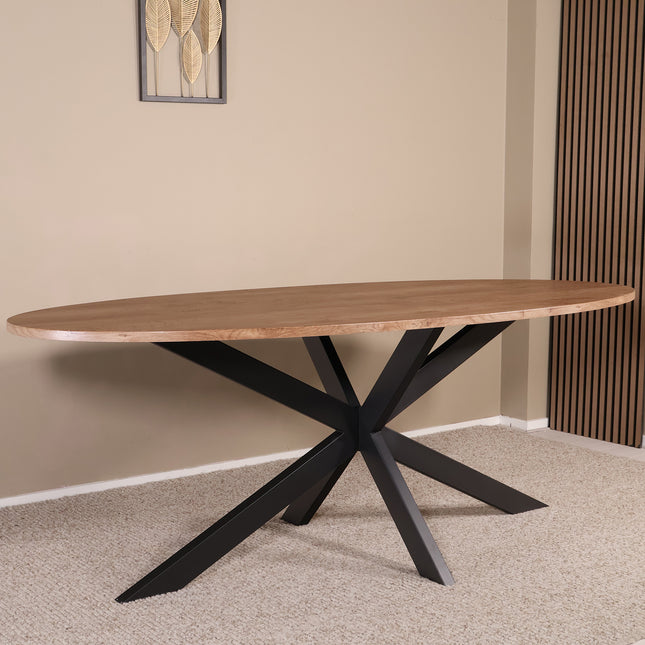 Eettafel visgraat Obie ovaal 210cm bruin MDF
