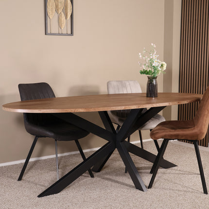 Eettafel Rato ovaal 210cm bruin MDF