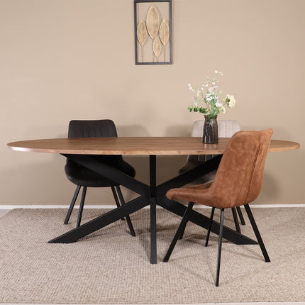 Eettafel Rato ovaal 210cm bruin MDF