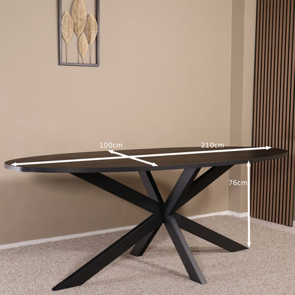 Eettafel visgraat Obie ovaal 210cm zwart MDF