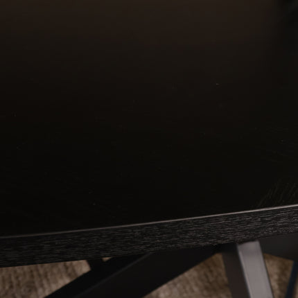 Eettafel visgraat Obie ovaal 210cm zwart MDF