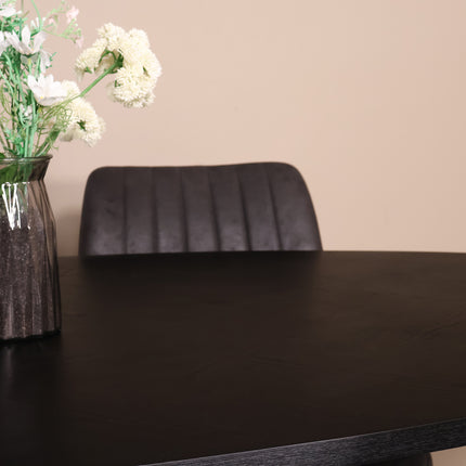 Eettafel visgraat Obie ovaal 210cm zwart MDF