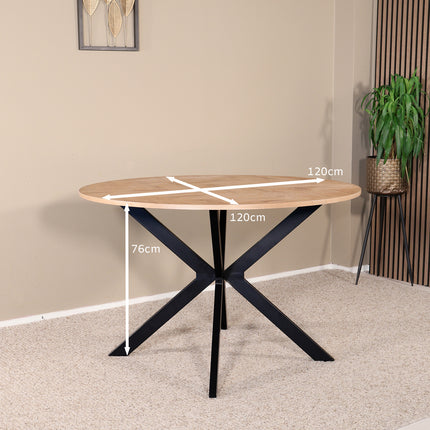 Eettafel visgraat Ozzy rond 120cm bruin MDF