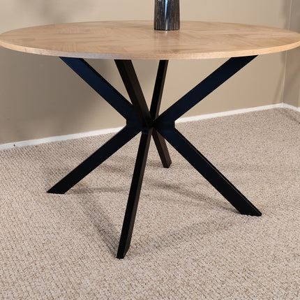 Eettafel visgraat Ozzy rond 120cm bruin MDF