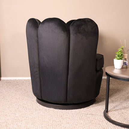 Draaibare fauteuil Daphne zwart velvet
