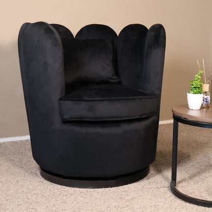 Draaibare fauteuil Daphne zwart velvet