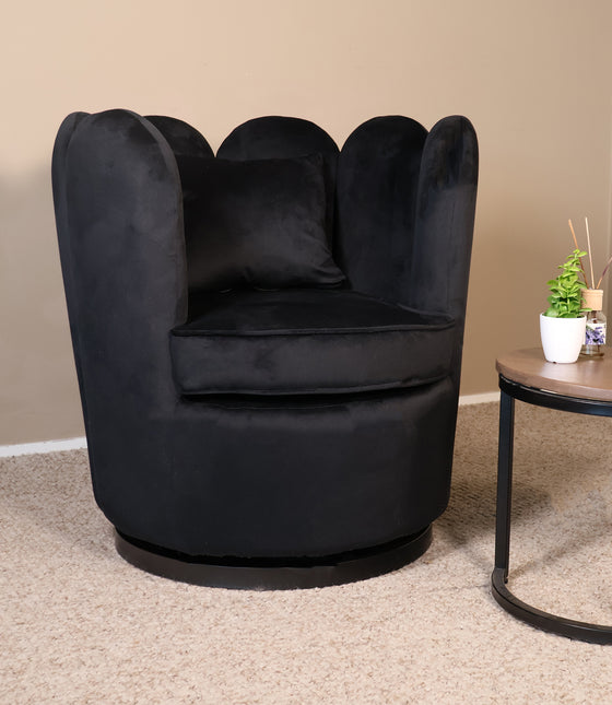 Draaibare fauteuil Daphne zwart velvet