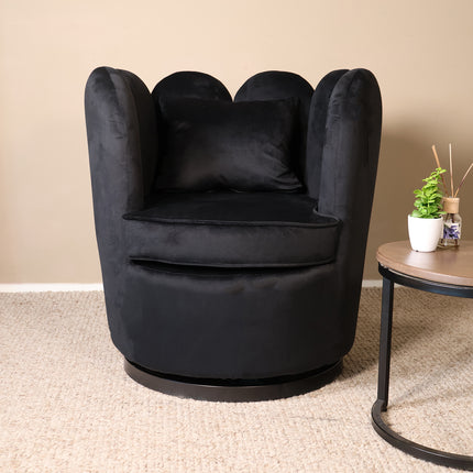 Draaibare fauteuil Daphne zwart velvet