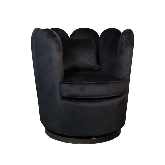 Draaibare fauteuil Daphne zwart velvet