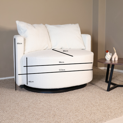 Loveseat draaibaar teddy wit