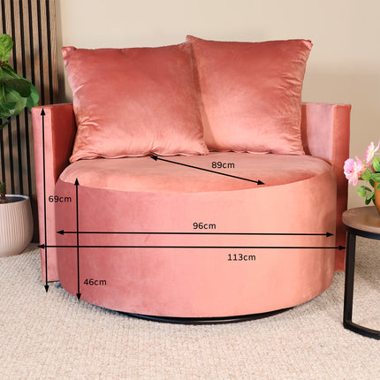 Loveseat draaibaar velvet oud roze