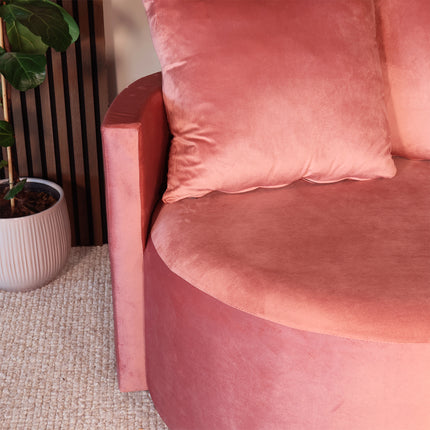 Loveseat draaibaar velvet oud roze