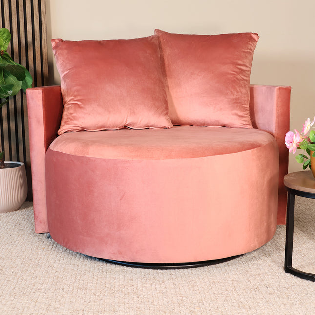 Loveseat draaibaar velvet oud roze