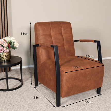 Fauteuil Noud cognac microvezel