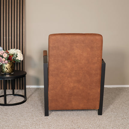 Fauteuil Noud cognac microvezel