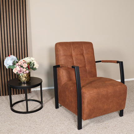 Fauteuil Noud cognac microvezel