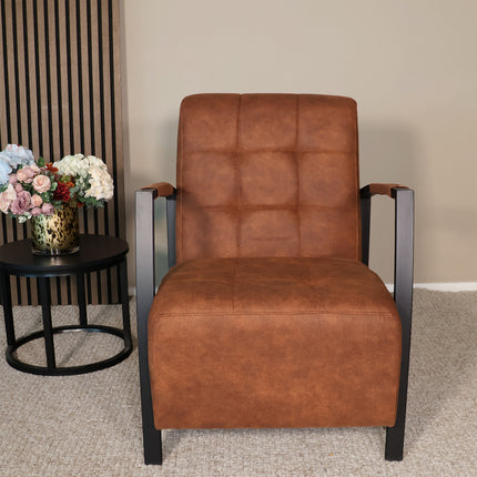 Fauteuil Noud cognac microvezel