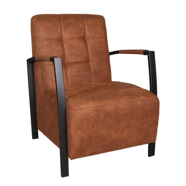Fauteuil Noud cognac microvezel