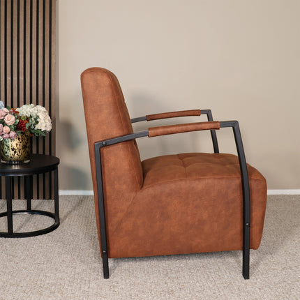 Fauteuil Noud cognac microvezel