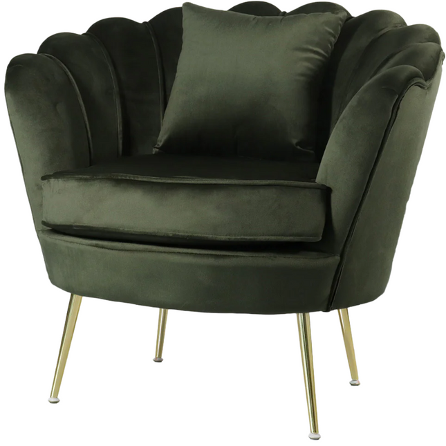 Fauteuil Belle donkergroen velvet