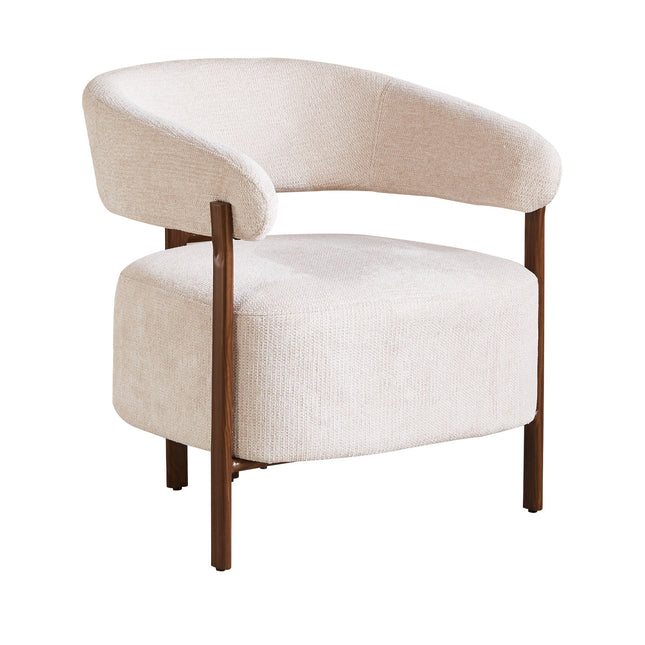 Fauteuil Japandi beige Gabi walnoot