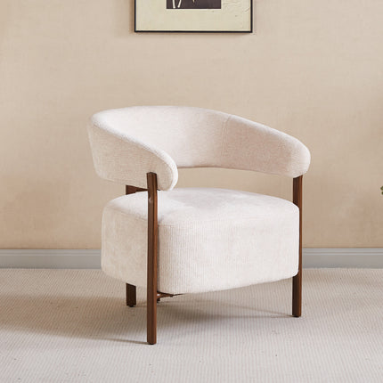 Fauteuil Japandi beige Gabi walnoot
