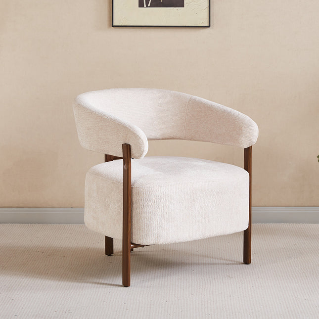 Fauteuil Japandi beige Gabi walnoot