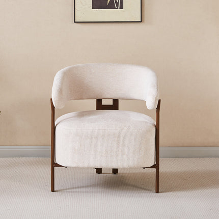 Fauteuil Japandi beige Gabi walnoot