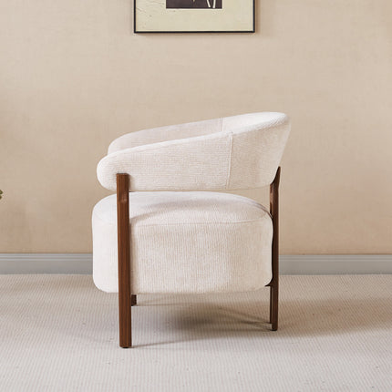 Fauteuil Japandi beige Gabi walnoot