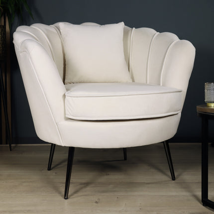 Fauteuil zitbank 1 persoons stoel Anna velvet creme bankje