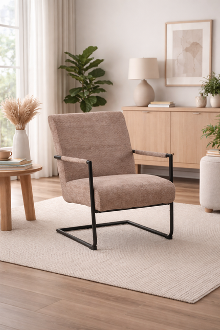 Fauteuil Merlijn bruin chenille