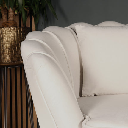 Fauteuil zitbank 1 persoons stoel Anna velvet creme bankje