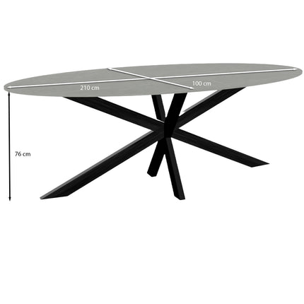 Tweedekans model: Eettafel marmerlook Figo ovaal 210cm grijs steen
