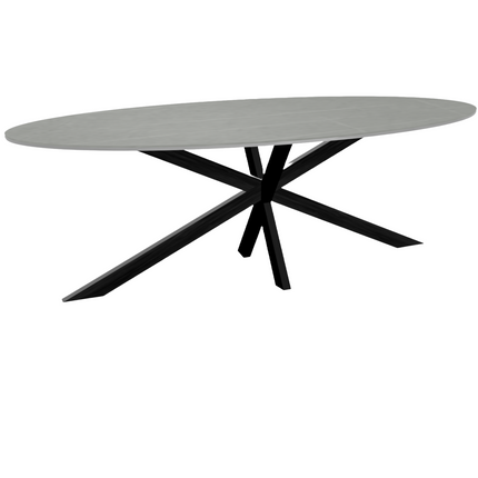 Eettafel marmerlook Figo ovaal 235cm grijs steen