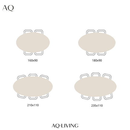 Eettafel marmerlook Figo ovaal 235cm wit steen