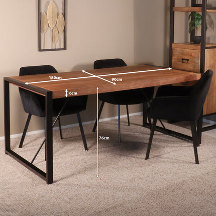 Eettafel Flora rechthoekig 180cm bruin mangohout