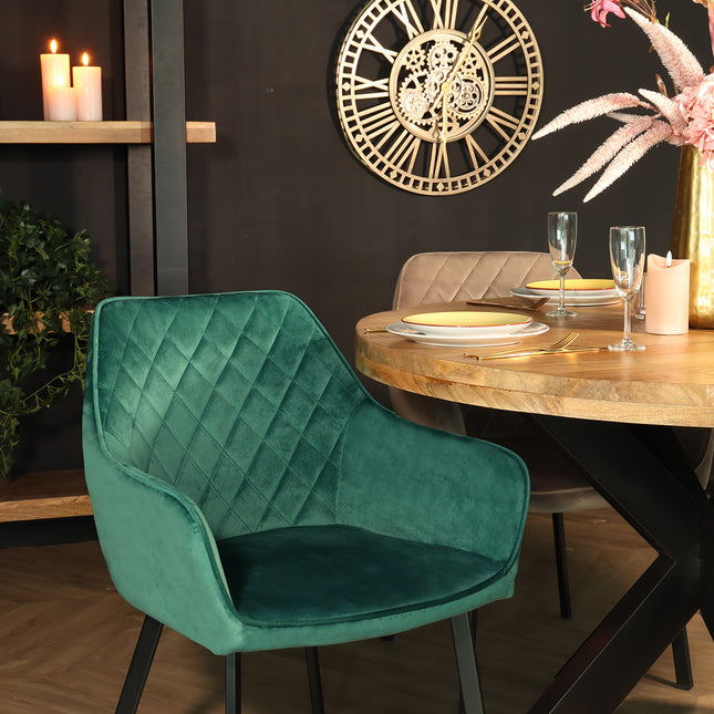 SET DEAL 6 stuks: Eetkamerstoel groen velvet Yurgan