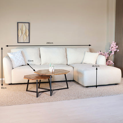 Hoekbank Hudson 280cm chenille beige rechts