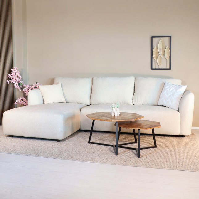 Hoekbank Hudson 280cm chenille beige links