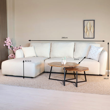 Hoekbank Hudson 280cm chenille beige links