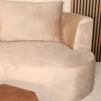 Hoekbank Lando rond taupe velvet 270cm links