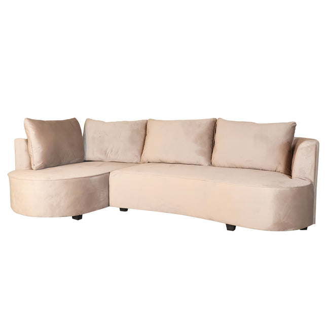 Hoekbank Lando rond taupe velvet 270cm links