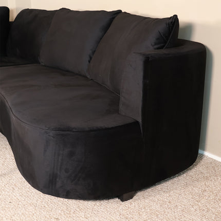 Hoekbank Lando rond zwart velvet 270cm links